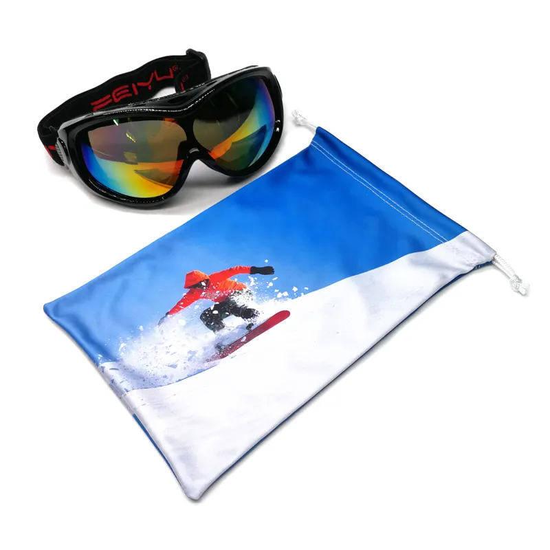 Bolsa macia de microfibra impressa personalizada, logotipo com cordão para esqui