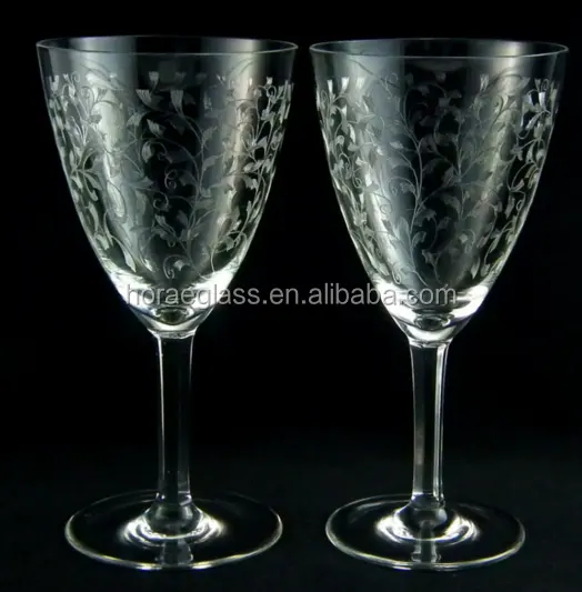 Acqua Occhiali/Occhiali Bicchieri di Vino con una Foglia Etch Modello-Acqua Calici-Calici di Vino-Vintage Calici