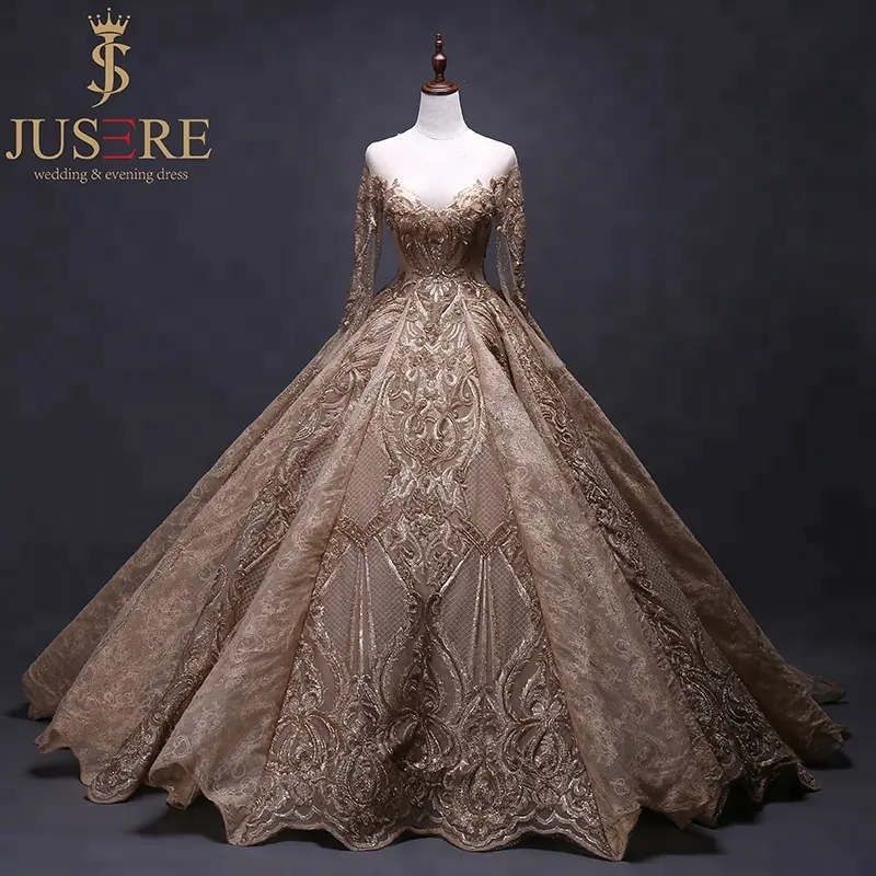 Robe de soirée du moyen-orient, tenue de luxe brodée, à manches longues, pour bal musulman, or, nouvelle collection