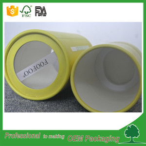 מתנת אריזת צילינדר eco ידידותי עגול קרטון נייר צינור עם PVC חלון תצוגה סיטונאי
