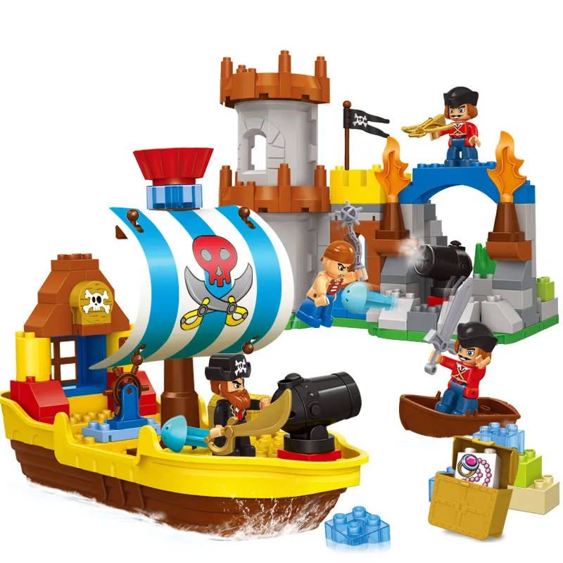 JDLT giocattolo per i bambini FAI DA TE educational costruzione in plastica ABS nave pirata con figure elettrico 162 pcs blocchi di costruzione