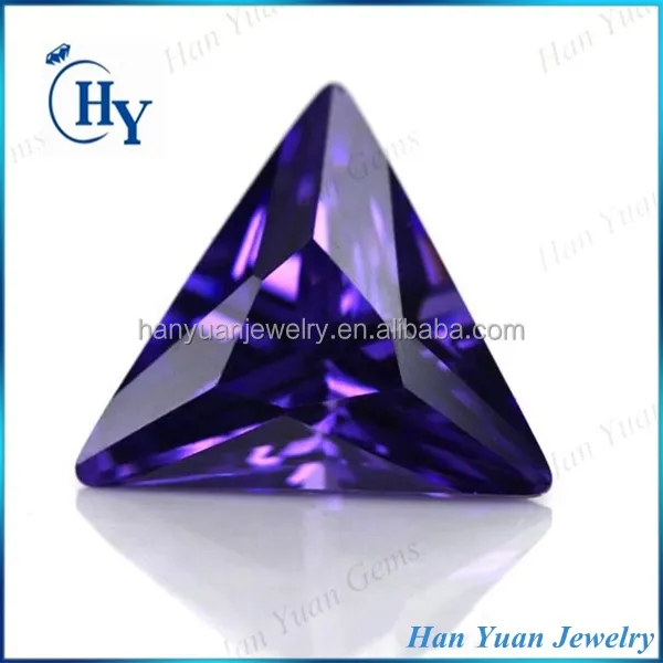 Novo produto triangular violeta cz pedra preciosa jóias grande para venda