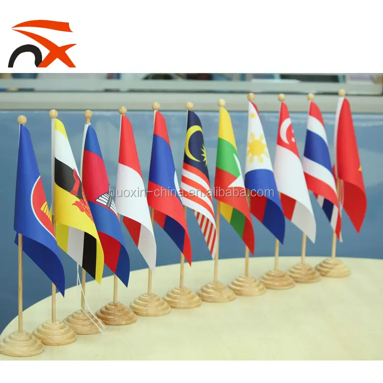Angepasst dekorative tisch flagge mit holz basis für alle länder