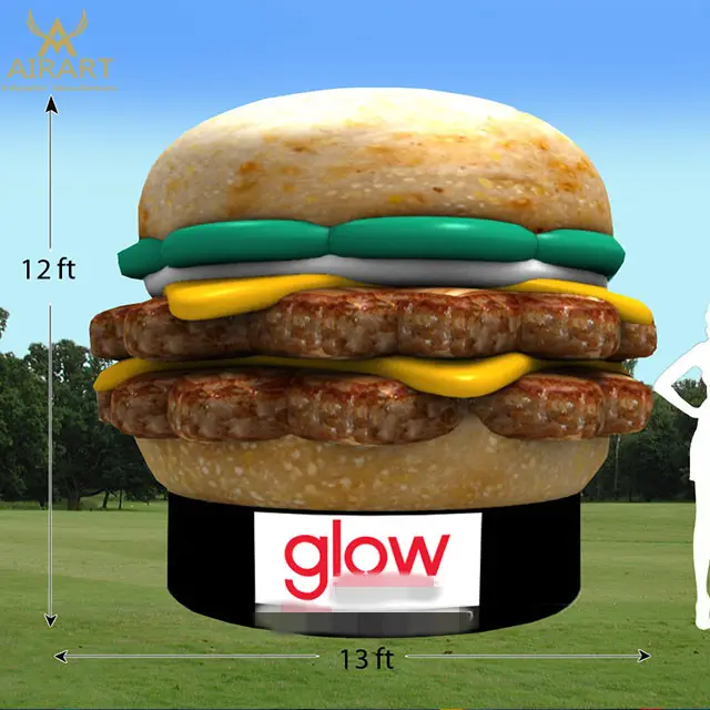 Çatı dev özelleştirilmiş şişme hamburger burger dükkanı için reklam