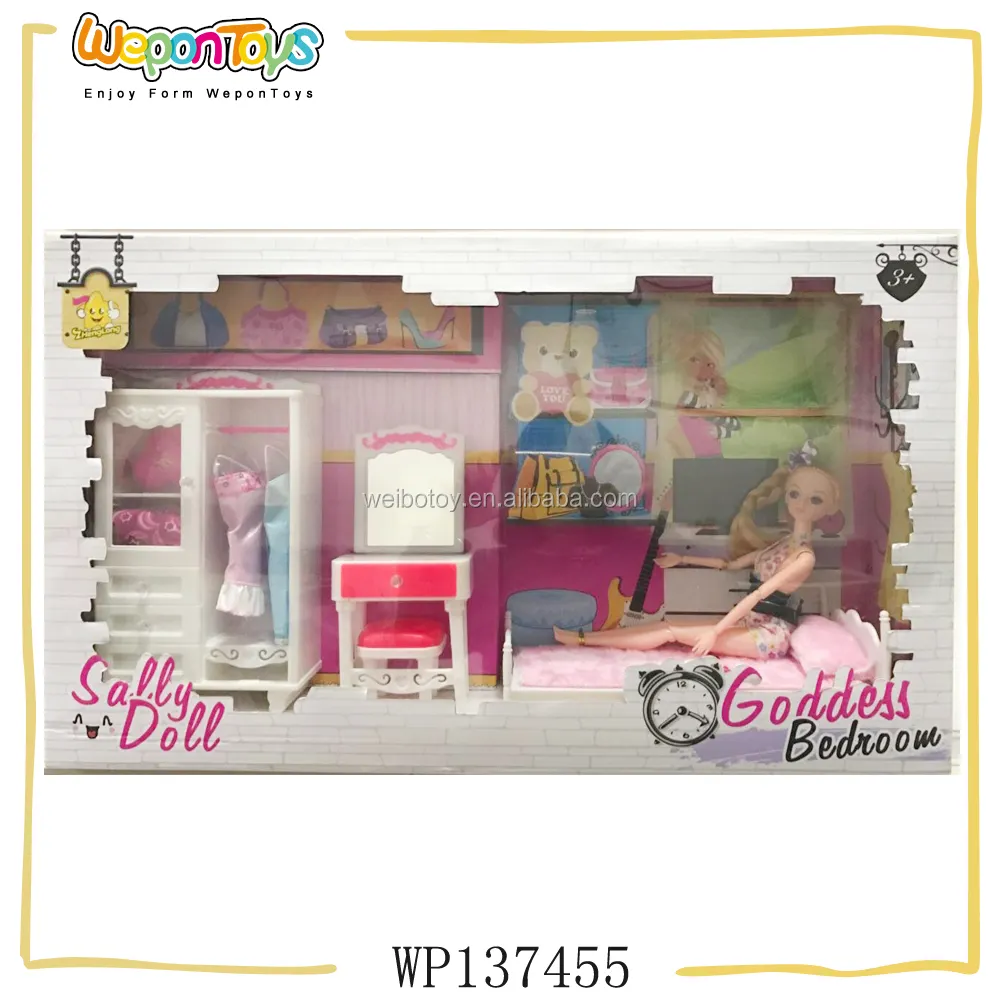 Nieuwste product pretend 11 inch meisje pop met meubels play set pop speelgoed voor meisje