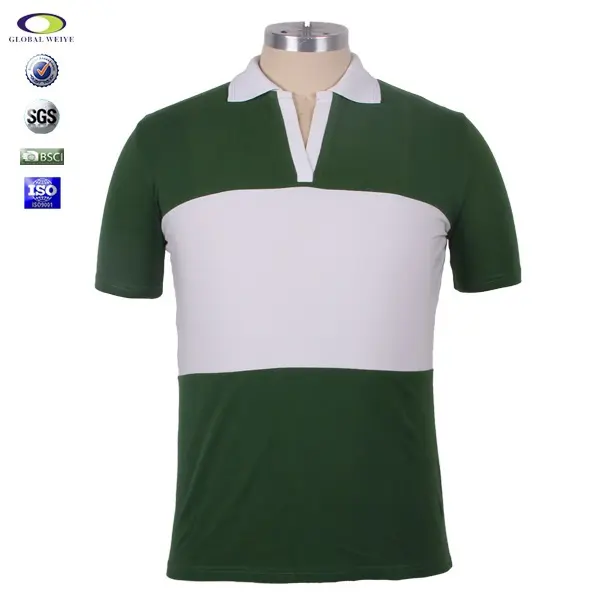 Camiseta polo de combinação de cor branca e verde do oem, de alta qualidade