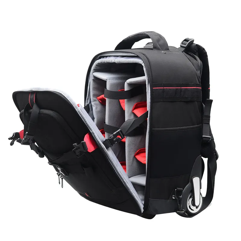 Precision design best travel trolly DSLR camera backpack bag with wheels