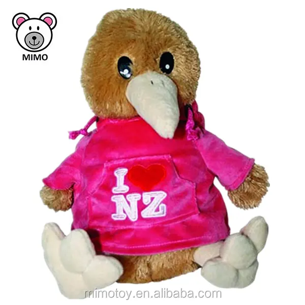 Cartoon Cute Kiwi Bird Plush Toy With TシャツBrand LOGO Custom OEM New Zealand Soft Stuffed Animal Plush Kiwi Bird Toy