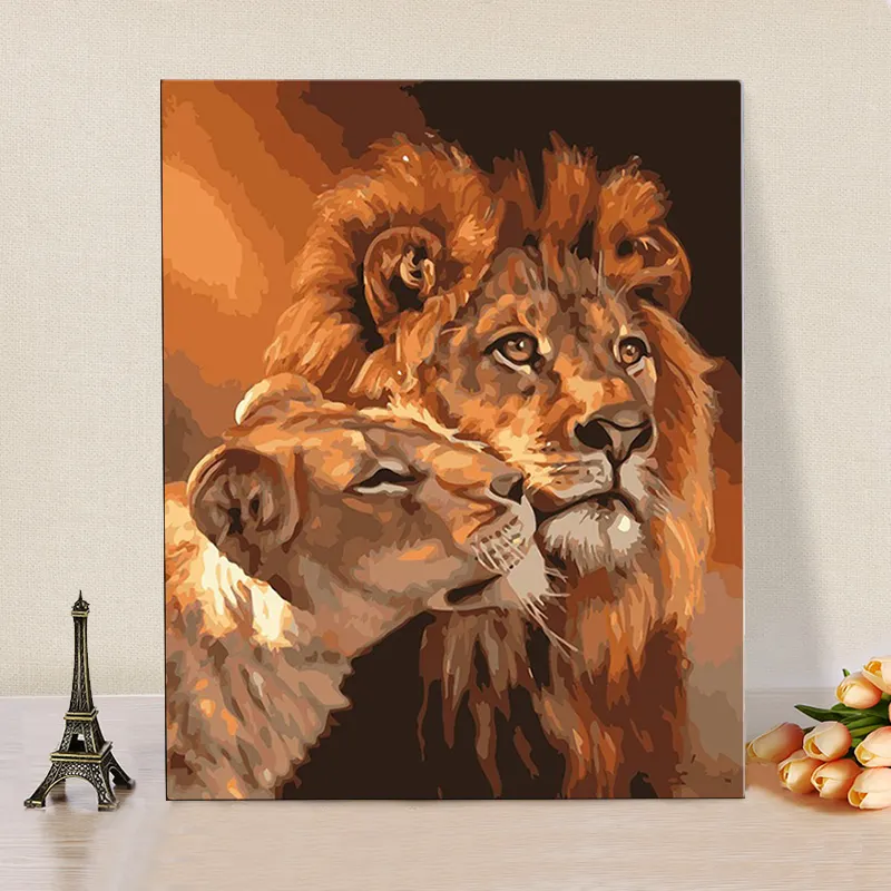 CHENI STORY 99017-Y Sonder anfertigungen DIY Malerei Löwen farbe nach Nummer Kit handgemachtes Ölgemälde auf Leinwand