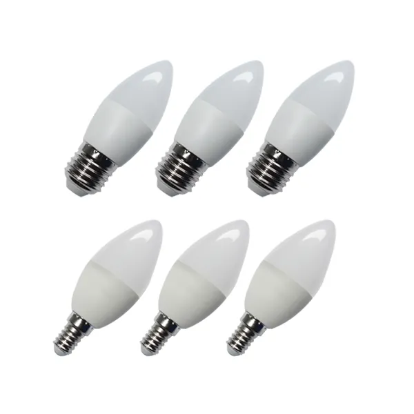 Alta lumen SMD c37 c37t 2 w 3 w 4 w 5 w 6 w E14 E27 a lume di candela 3000 k 6500 k copertura di plastica alu ha condotto la lampada della lampadina