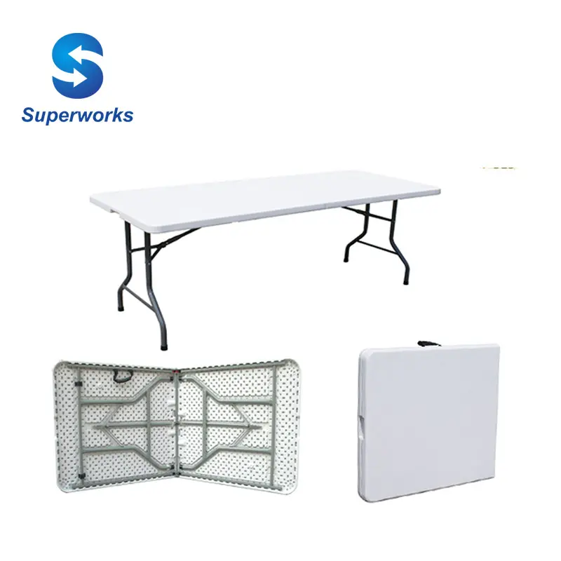 Дизайнерский пластиковый складной стол из ротанга для пивного сада, складной стол для пикника на открытом воздухе 6 футов из полиэтилена высокой плотности