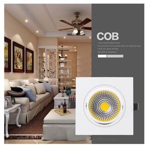 Yüksek kaliteli kare gömme led aşağı ışık 7w 9w 12w 15w COB LED Spot lamba kısılabilir ayarlanabilir tavan lambası ev için - Product Image 6