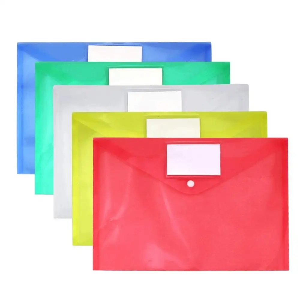 Envelopes plásticos tamanho a4, envelopes poly, documentos de ficheiro com etiqueta, bolso e fecho de botão, para uso em casa e escritório