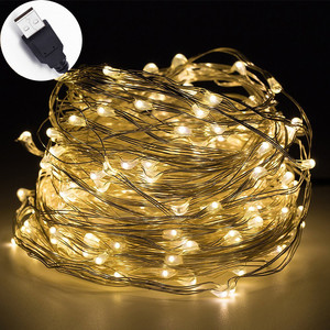 短交货期 USB 供电防水 10M 100 Led 铜银导线价格低 5V 暖白色 Led 仙女迷你水稻灯串