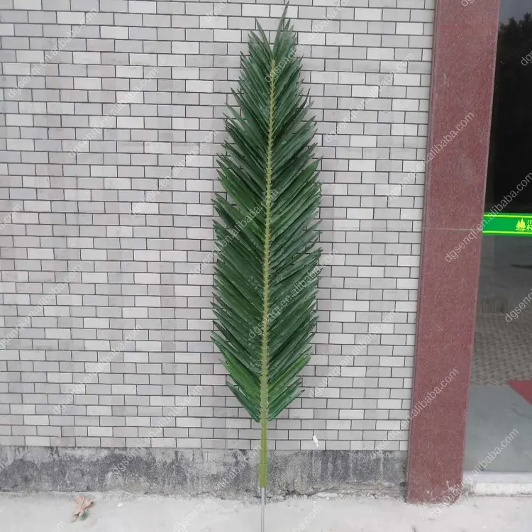 Folhas de árvore de côco artificial anti uv, venda por atacado de alta qualidade com data, folha de palmeira e árvore