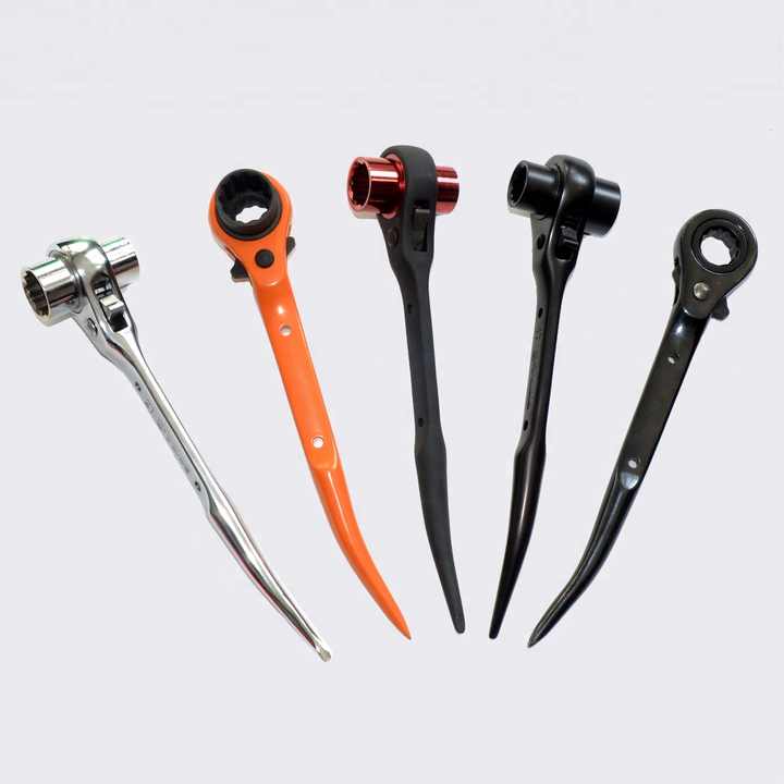 Light Weight Two Way Reversible Double Ratchet Socket Wrench with Bent Handle