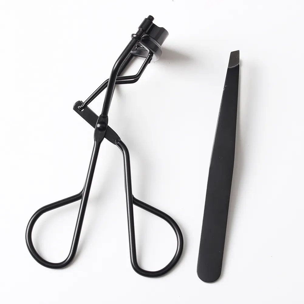 2020 makeup black eyebrow eyelash curler with tweezer