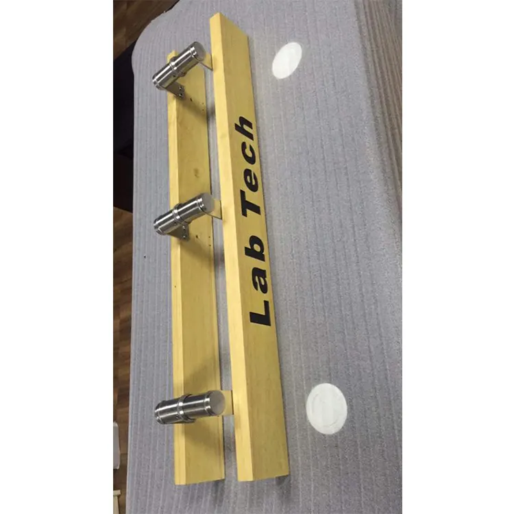 Puxador de porta quadrado de madeira longa para porta comercial