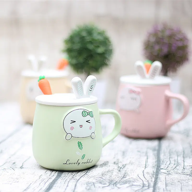 Tazza da tè in porcellana dipinta a mano animale di coniglio 3D simpatica creativa cartone animato tazza da caffè in ceramica latte per bambini