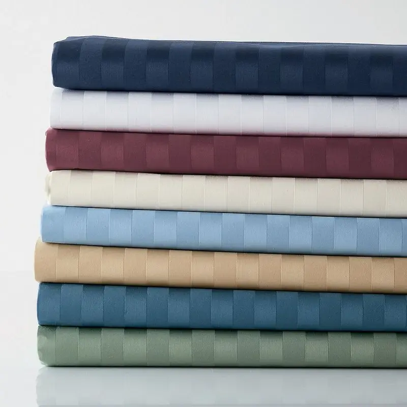 Wrinkle Resistance 100% Cotton Satin Stripe Hotel Hopstital Bed Sheet Fabric