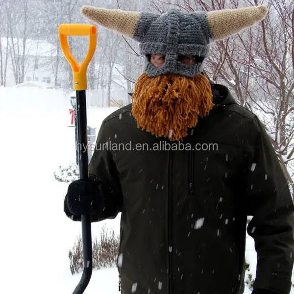 冬のスキーマスク用のW-179手作りかぎ針編みバイキングヘルメットハット