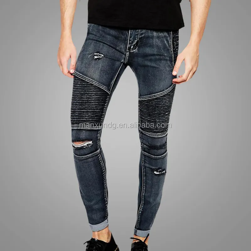 Dongguan Custom Design Stretch Denim Pants Back Pocket Design Skinny Jeans With Holes
