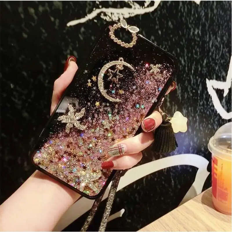 Lüks Glitter elmas kristal Rhinestone TPU + PC telefon kılıfı iphone için kılıf 6 6s 6 p 6s artı 7 7 artı arka kapak çanta