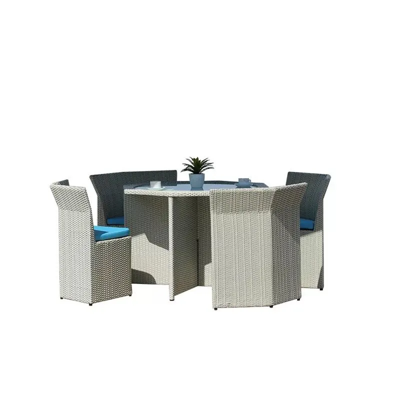 ハイバック籐製屋外テーブルと椅子