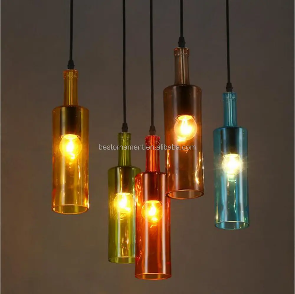 Vintage Industrial Edison lampada da soffitto Lampadario luce del pendente con bottiglia di Vetro