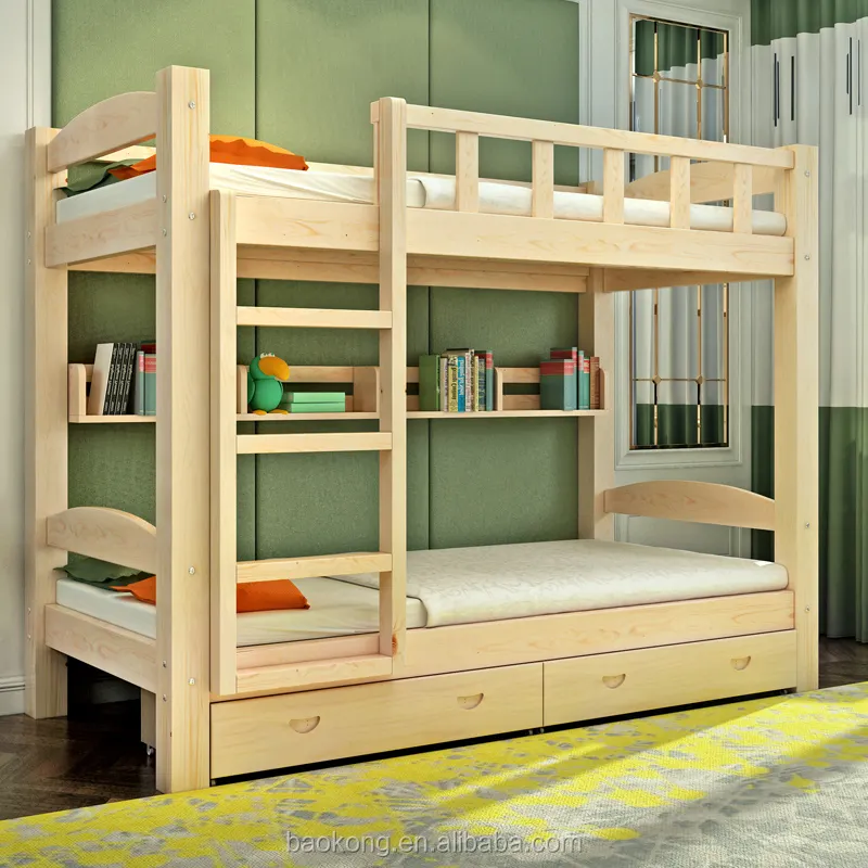 מיטת עץ אורן זוגי דקר ריהוט לחדר שינה לילדים