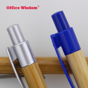 生态大竹促销礼品笔可回收圆珠笔银色金属色和蓝色夹子 - Product Image 4
