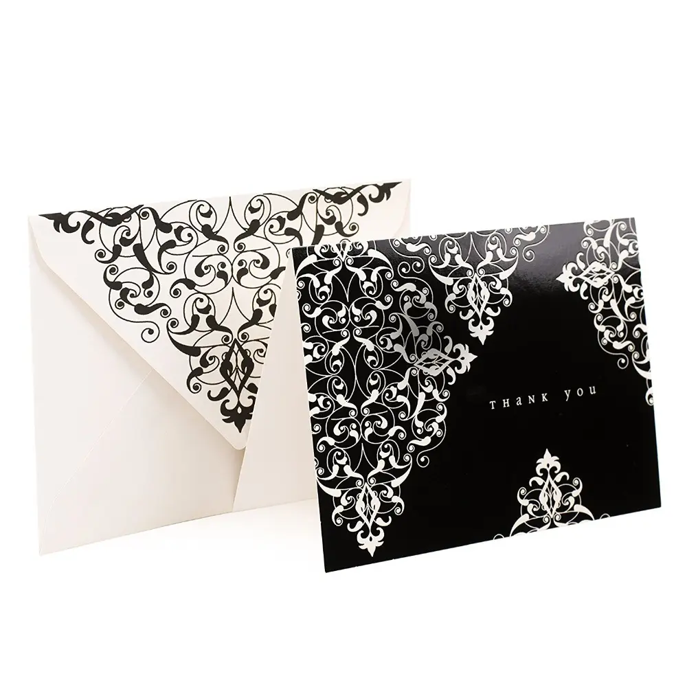 60 paquete a granel gracias tarjetas con color de texto en negro de tarjetas de felicitación en blanco en el interior con sobre