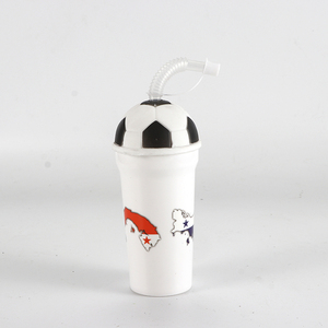 Plastic Soccer <strong>Cup</strong> with Lid and Straw Custom logo 12oz - Product Image 4