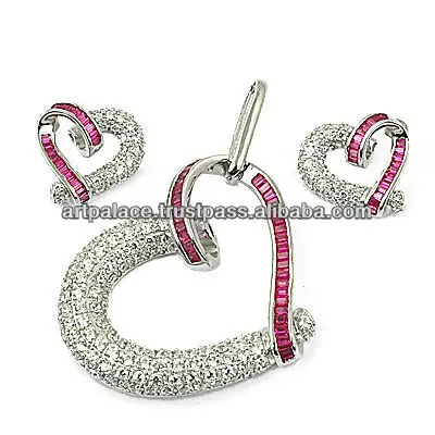 Autentica vendita calda di alta qualità Set di ciondolo in argento regalo di San Valentino con CZ Set di gioielli regalo per le donne