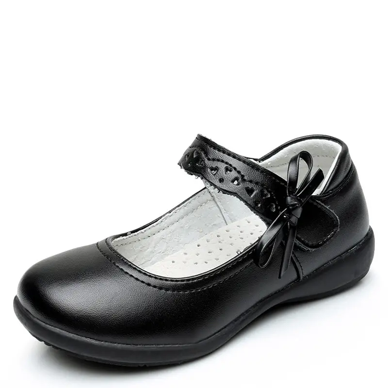 XS8802 princess bow alta qualità in vera pelle nera scuola allievo studente bambini bambini ragazze scarpe eleganti in pelle ragazza