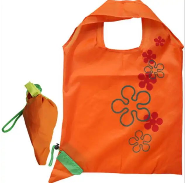 factory custom recycled 190t carrot foldable polyester shopping tote bag