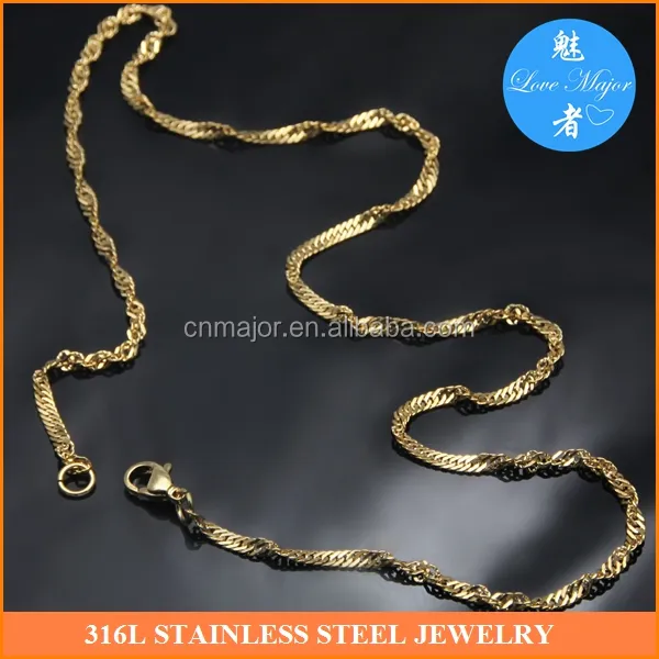 18k gold Stainless Steel NECKLACES Singapore Twist 1.8mm Chain jewelry