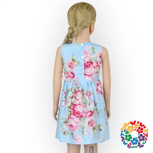 Vendita calda di Colore Blu Flower Girl Dress Patterns Gratuiti Di Compleanno Estate vestito Per Il Bambino Ragazza di Fiore Per La Ragazza Di 5 Anni vecchio