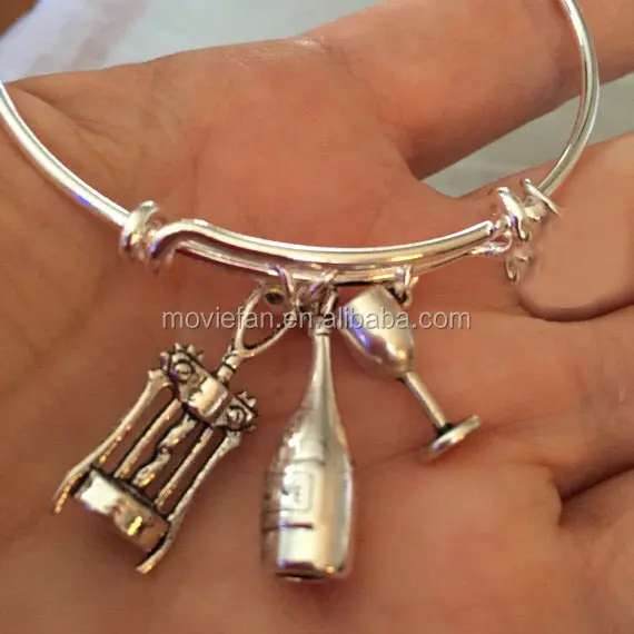 Braccialetti braccialetto di fascino tono argento apri del vino vino braccialetti di fascino
