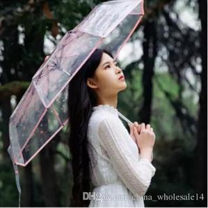 1pc三折伞妇女透明透明樱花蘑菇阿波罗樱花折叠遮阳雨伞 - Product Image 5