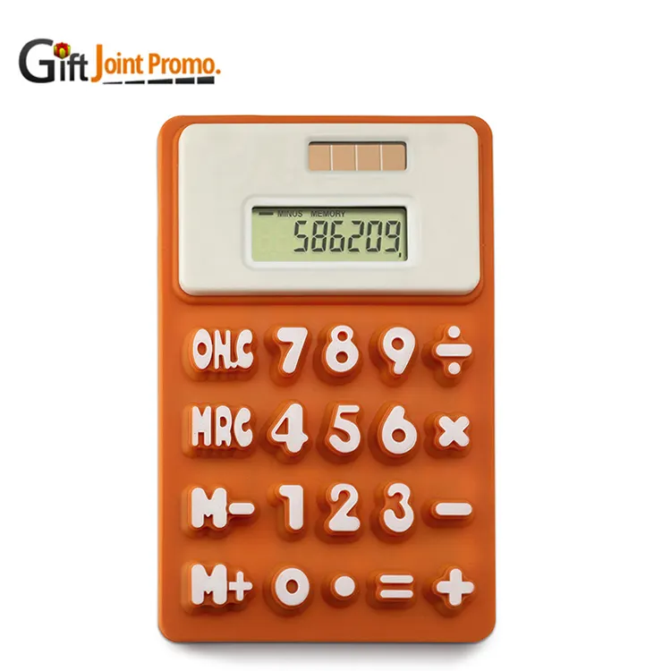 Calculadora de silicona plegable con logotipo personalizado, promoción al por mayor