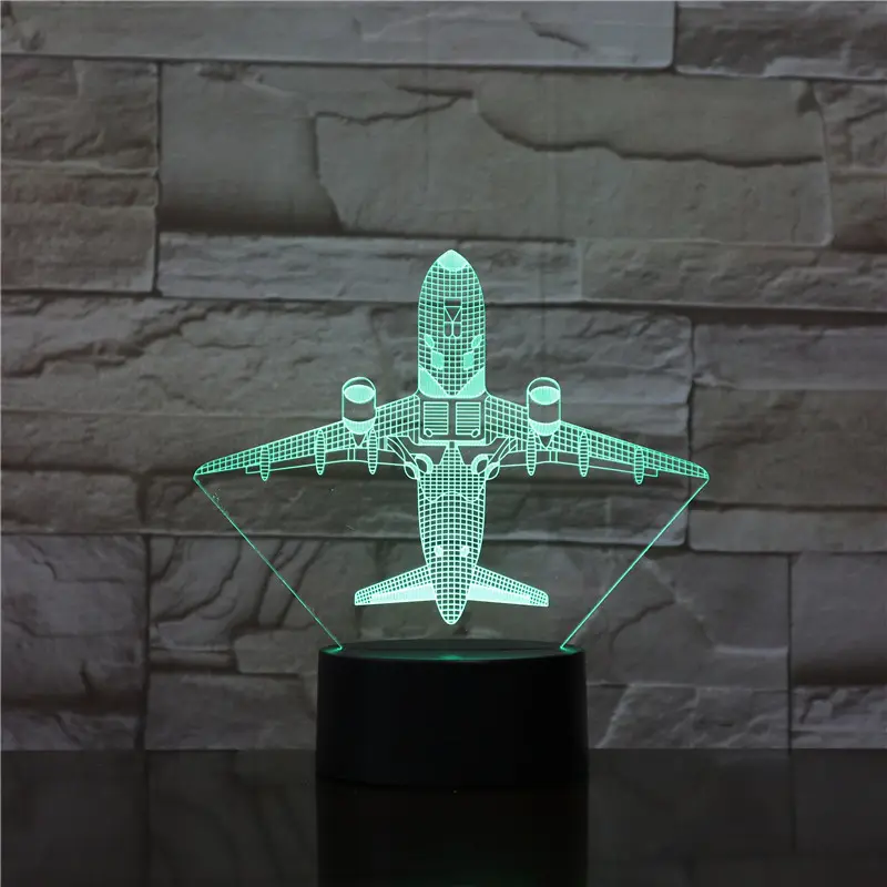 3D LED voertuig vliegtuigen vliegtuig vliegtuig 3D Lamp 7 Kleur Veranderende LED Nachtlampje 3D Illusion Lamp Licht
