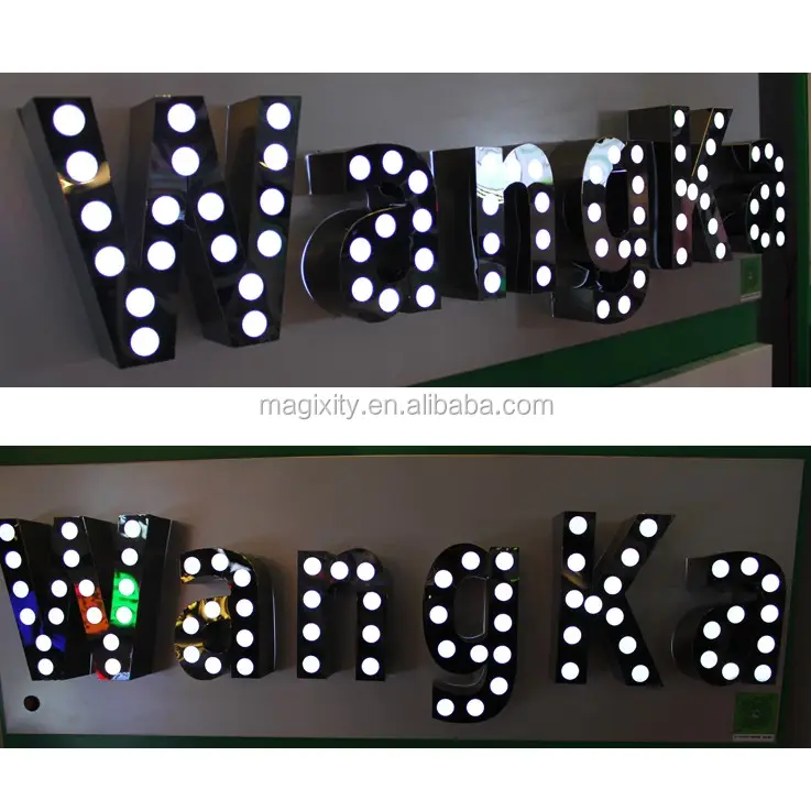 Impermeabile laser cut metallo logo piccola luce up lettere lampade a sospensione bordo del segno lettera scatole per la vendita