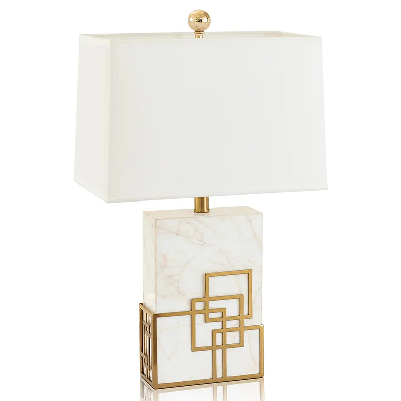MEEROSEE-lámpara de mesa con base de mármol, moderna, cuadrada, europea, para sala de estar, MD86674
