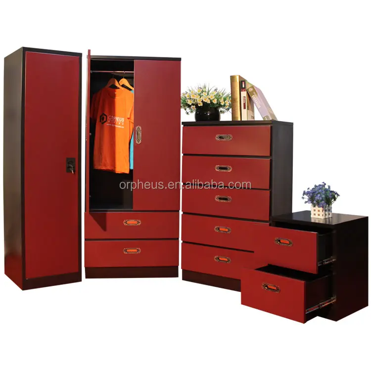 Rotwein Möbel Königlichen Schrank Kundenspezifisches Design Metall bettzimmer Möbel Schlafzimmer Set