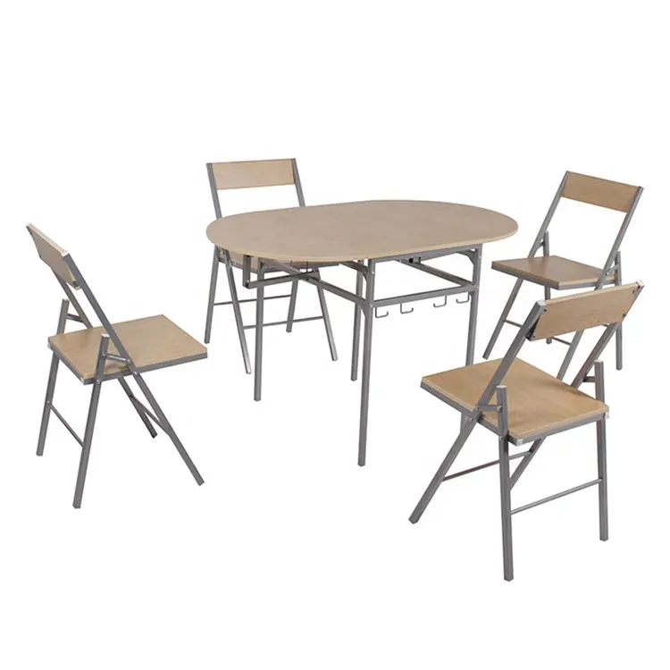 Nueva melamina plegable mesa de comedor y 4 sillas de roble con color para muebles de comedor