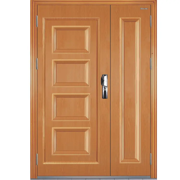 Proveedor de puertas, puerta de acero de doble hoja, precio de puerta de madera blindada de acero