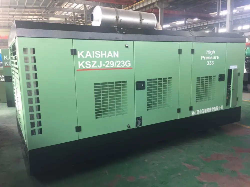 Kaishan marca venta kszj 18/17 29/23 31/25 compresor de aire de tornillo diésel portátil Yuchai motor diésel refrigeración por aire verde 19m3/min