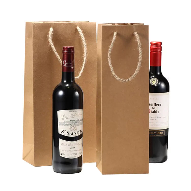 Vente en gros Emballage de cadeau de luxe personnalisé de fantaisie personnalisé d'usine Sacs à vin en papier avec impression personnalisée