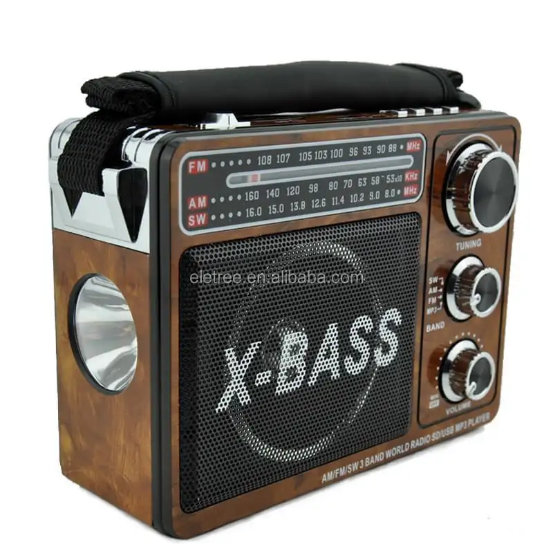 Radio portátil FM AM SW X-BASS, reproductor de MP3, SD, USB, batería recargable, EL-206URT, barato